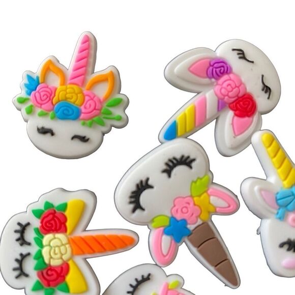 6 piece set Cartoon Unicorn Design Shoe Charms For Croc Sandals Cute Fit Kids - Picture 5 of 5
